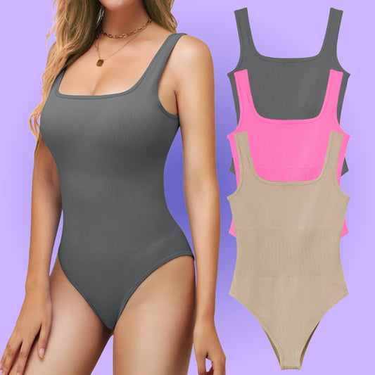 AURAEES® [50%OFF] 3 Pack Women Slim Snatching Bodysuits Dark Heather-Pink-Sand