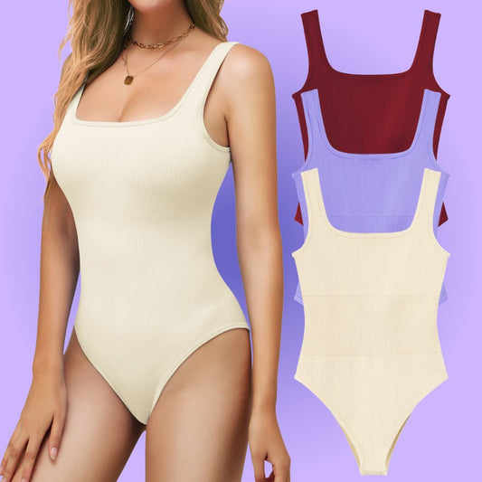 AURAEES® [50%OFF] 3 Pack Women Slim Snatching Bodysuits Maroon-Lilac-Cream