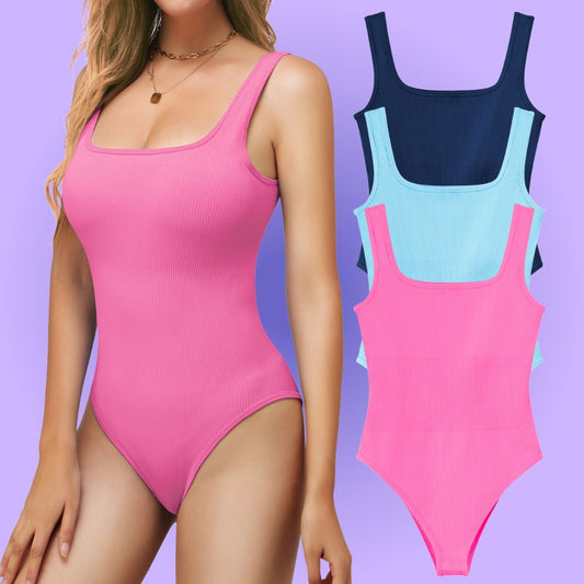 AURAEES® [50%OFF] 3 Pack Women Slim Snatching Bodysuits Navy-Blue-Pink
