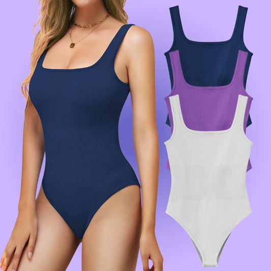 AURAEES® [50%OFF] 3 Pack Women Slim Snatching Bodysuits Navy-Purple-Ash